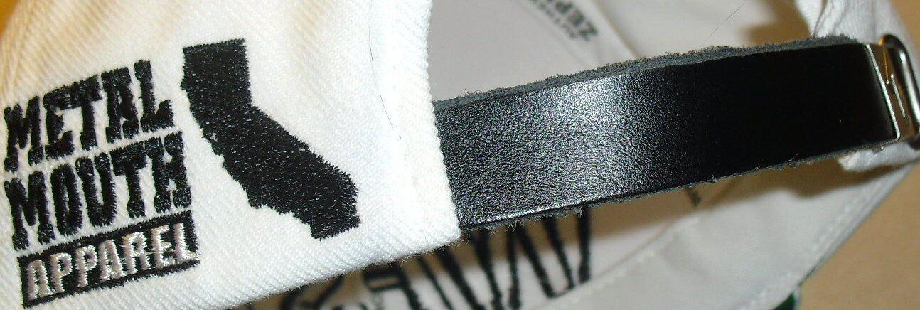 West Coast Logo Zephyr White Mens Adjustable Strapback hat Leather Strap New