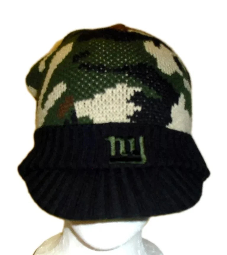 New York Giants Reebok Mens Adult Camo Beanie Winter Hat with Bill New Nfl