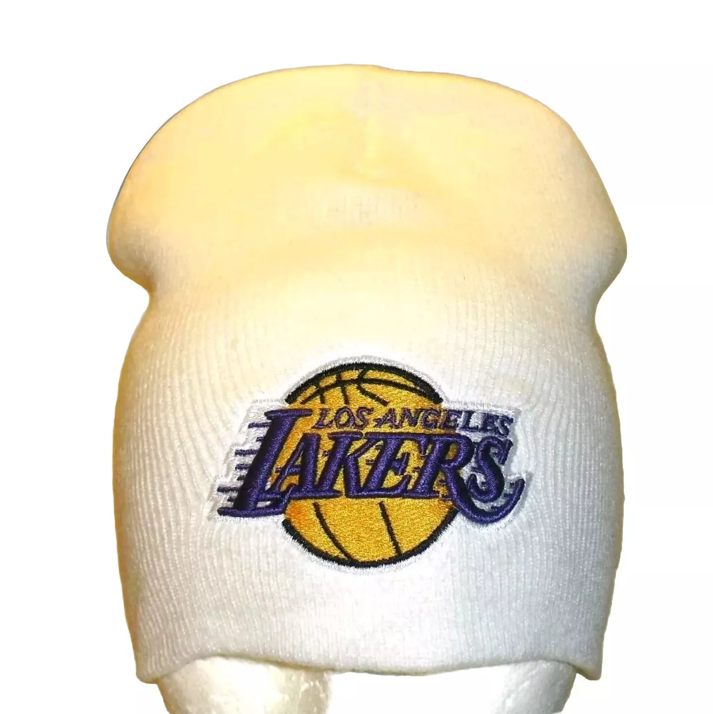 Los Angeles Lakers Mens Adult Beanie White Winter Hat Cap Big Logo New Nba