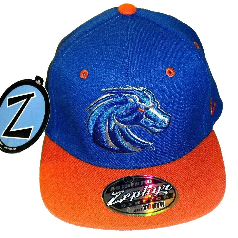 Boise State Bronocs Kids Youth Zephyr Blue Stretch Fit hat New Ncaa