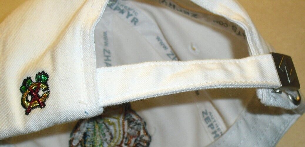 Chicago Blackhawks Zephyr Mens White Adjustable Strabpack hat cap New Tags Nhl