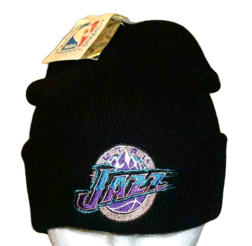 Utah Jazz Vintage 90s Drew Pearson Mens Beanie Winter Hat Cap New Tags Nba