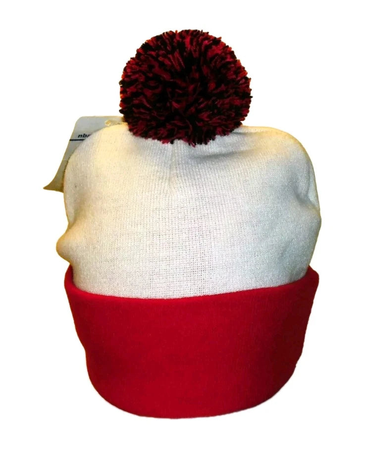 Chicago Bulls Mens Cuffed Cuff Beanie Pom Winter hat Cap White Red Color New Nba