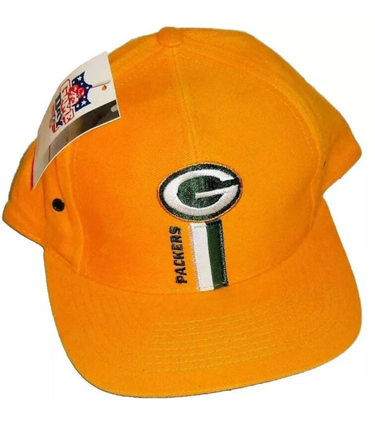 Green Bay Packers yellow 90s original vintage snapback hat New logo 7 nfl