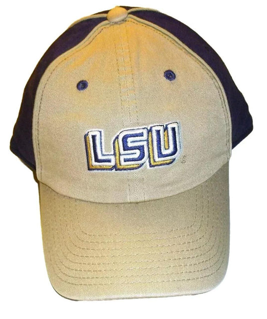 LSU Tigers Mens Stretch Fit hat cap One Fit Tan Purple New Ncaa