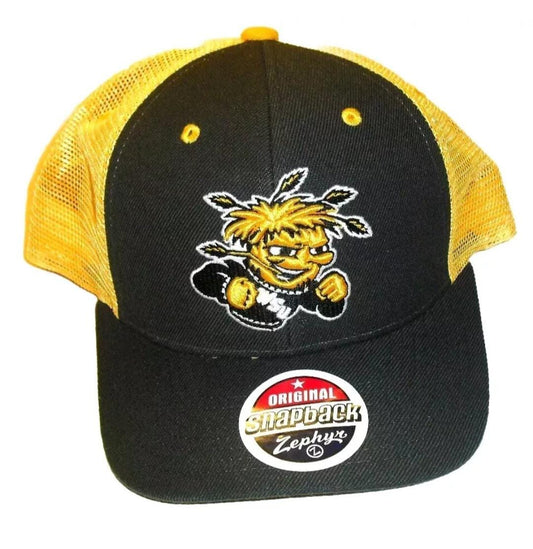 Wichita State Shockers Mens Zephyr Snapback hat Cap Trucker Mesh sides back New