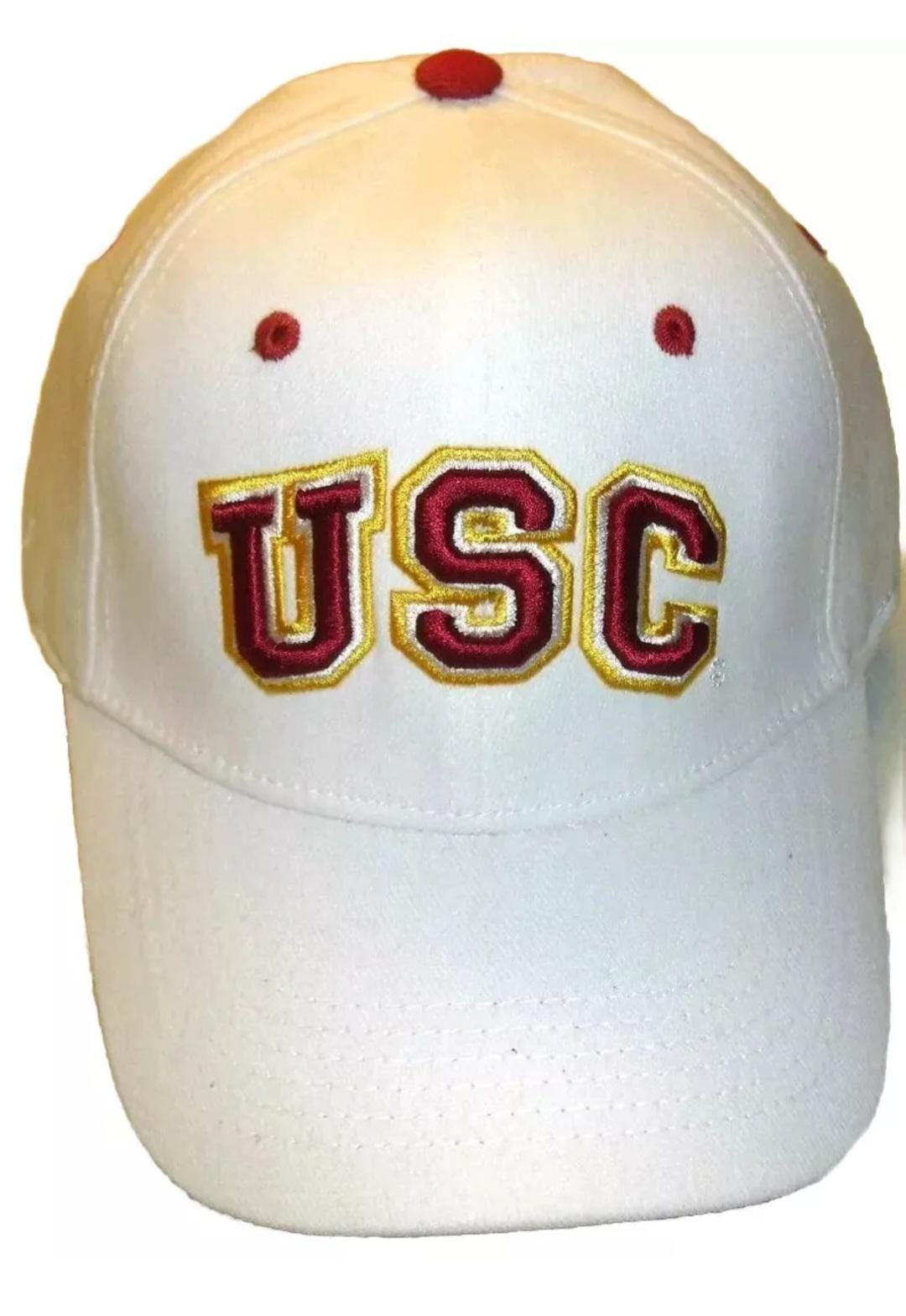 USC Trojans Mens White Stretch Fit One Fit hat sz. Small Medium New Ncaa