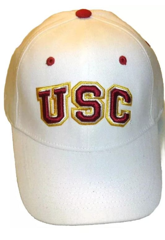 USC Trojans Mens White Stretch Fit One Fit hat sz. Small Medium New Ncaa