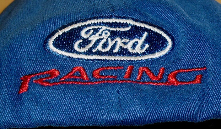 Ford Racing F Logo Mens Stretch Fit One Fit hat New Blue White Logo