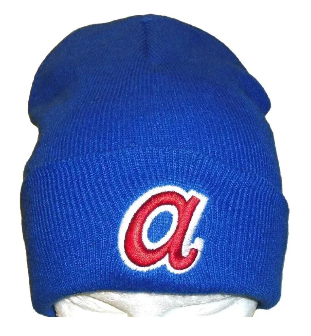 Atlanta Braves Mens Vintage Blue Beanie Winter Cuffed hat cap New Mlb