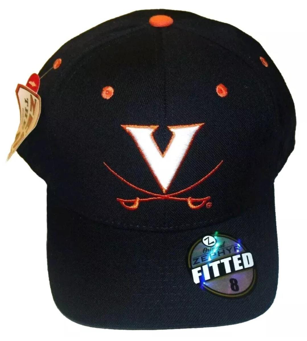 Virginia Cavaliers University Curved Bill Zephyr Mens Fitted hat sz. 8 New Ncaa