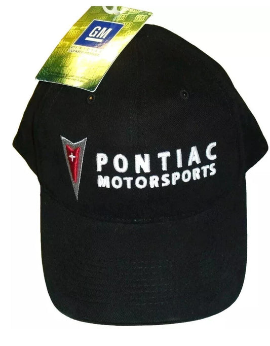 Pontiac GM Motorsports Mens Black Adjustable Strapback hat Cap Racing Nascar New