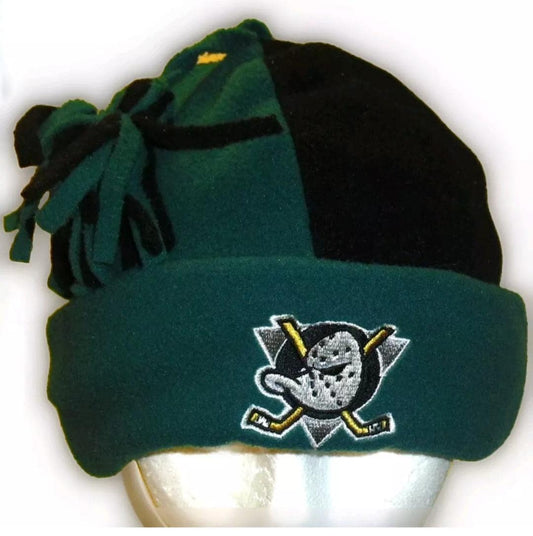 Anaheim Mighty Ducks Vintage 90s Mens Cuffed Tassel Beanie Winter Hat Cap New