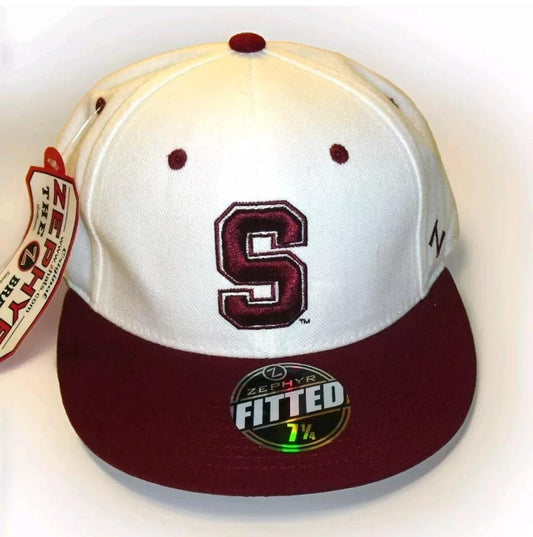 Stanford Cardinal Zephyr Mens White Fitted hat cap sz. 7 1/4 New Ncaa