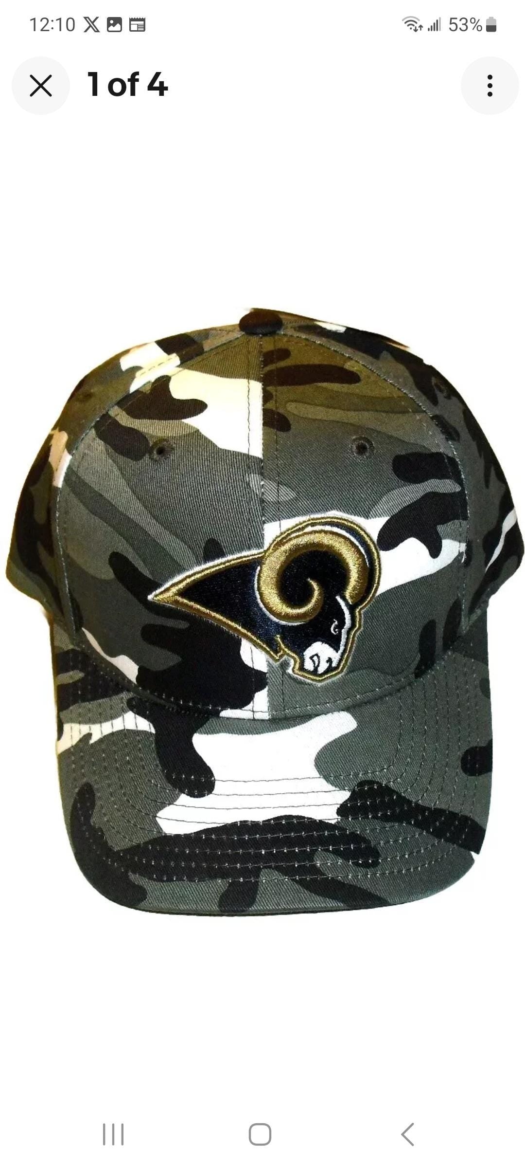 Los Angeles Rams Camo Black Grey White Camouflage Adult Strapback hat New Nfl