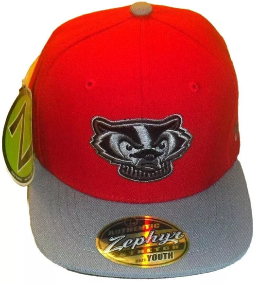 Wisconsin Badgers Kids Youth Zephyr Stretch Fit hat New Ncaa