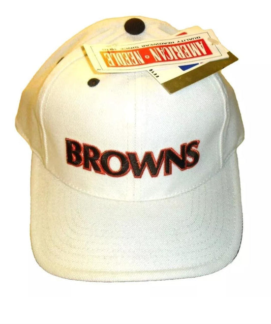 Cleveland Browns White American Needle Mens VIntage 90s Fitted hat cap sz. 7 New