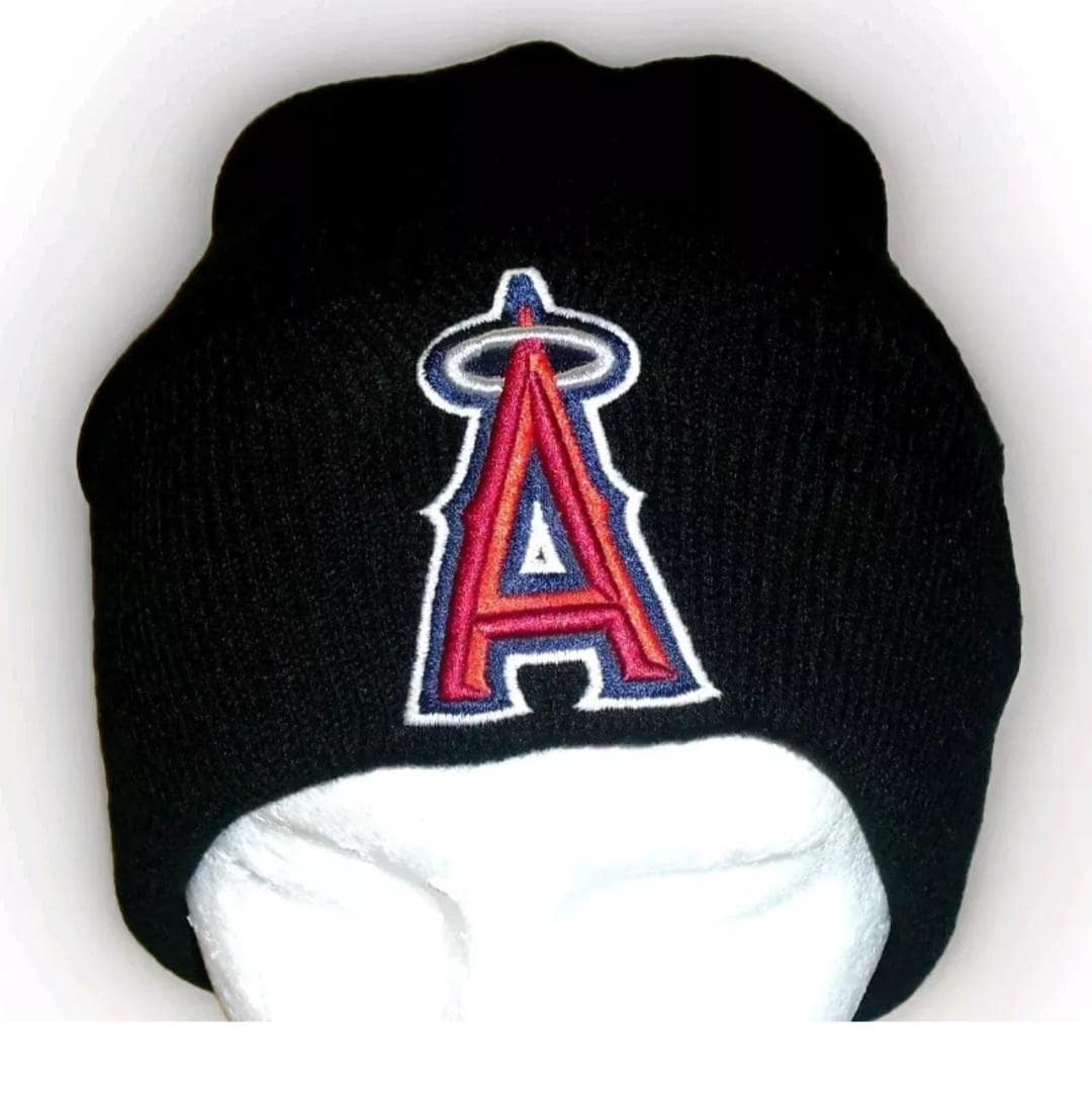 California Los Angeles Angels Vintage 90s Mens Black Beanie Winter Cuffed hat