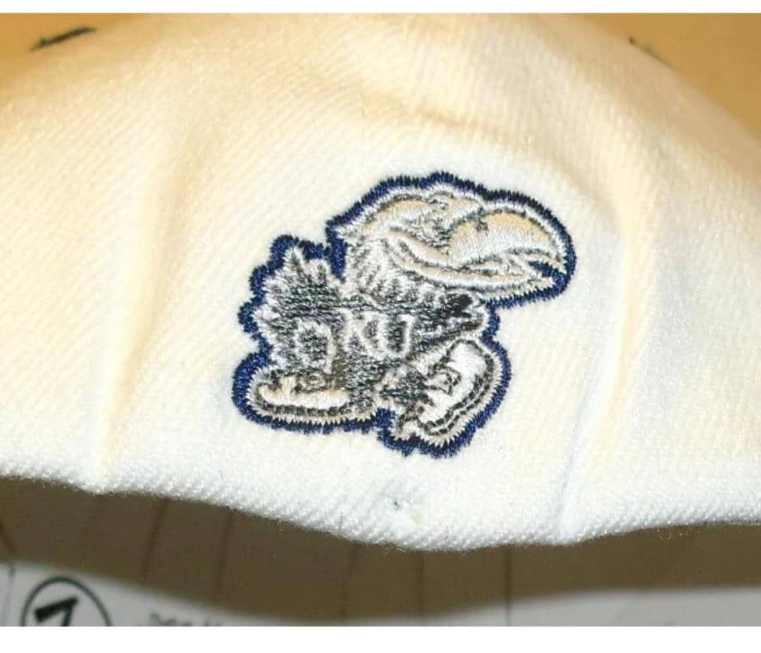 Kansas Jayhawks Mens Zephyr White Stretch Fit hat Cap sz. Medium Large New Ncaa