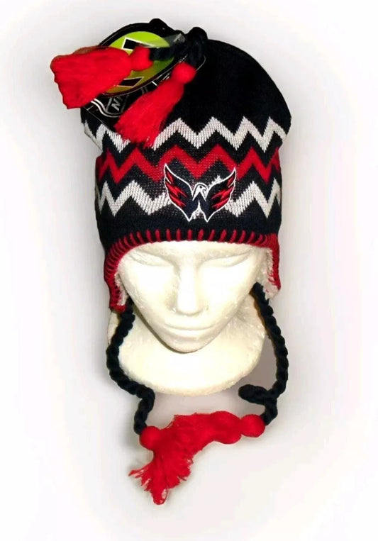 Washington Capitals Zephyr Mens Adult Beanie Tassels Winter Hat Cap New Nhl