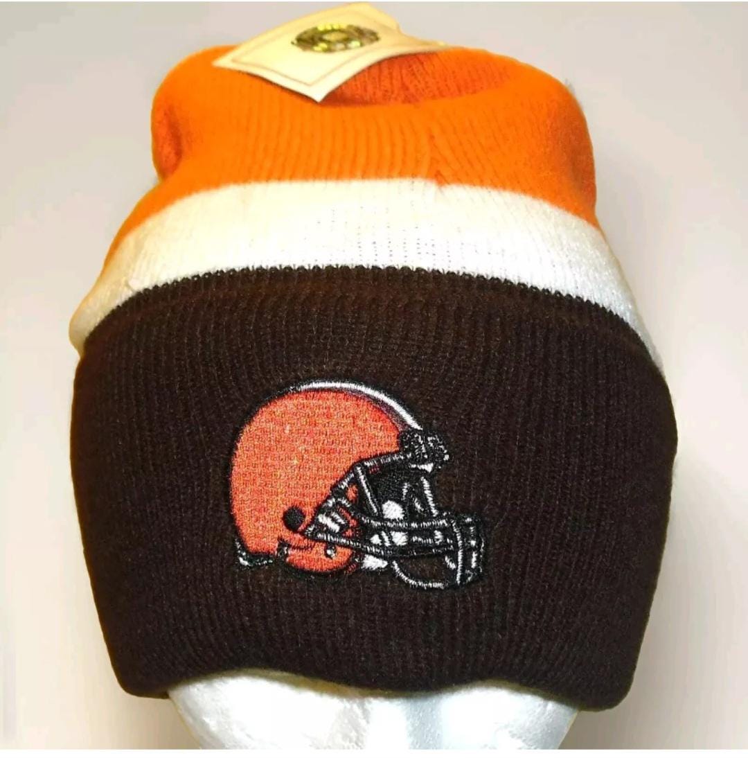 Cleveland Browns Mens Adult Striped Stripes Beanie Winter Hat Cap New Nfl