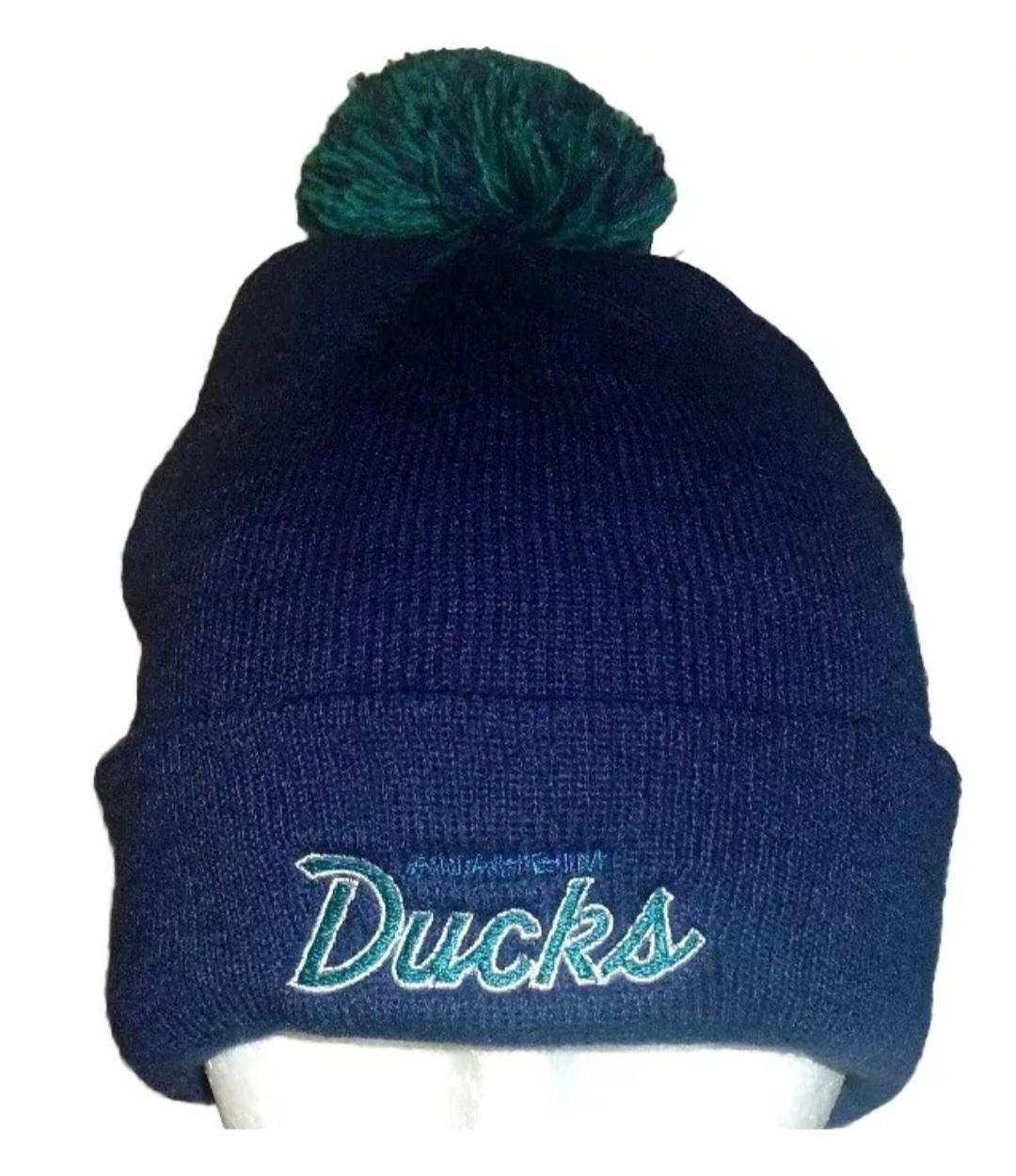 Anaheim Mighty Ducks Zephyr Script Logo Mens Adult Cuffed Beanie Winter Hat New