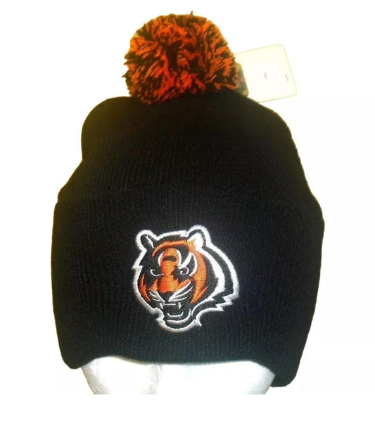 Cincinnati Bengals Mens Adult Black Beanie Cuffed Winter Pom Hat New Nfl