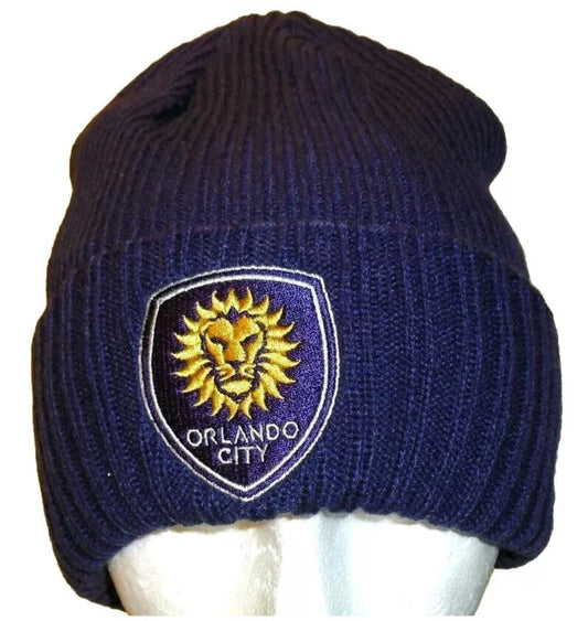 Orlando City SC MLS Soccer Mens Adult Purple Beanie Winter hat Adidas New