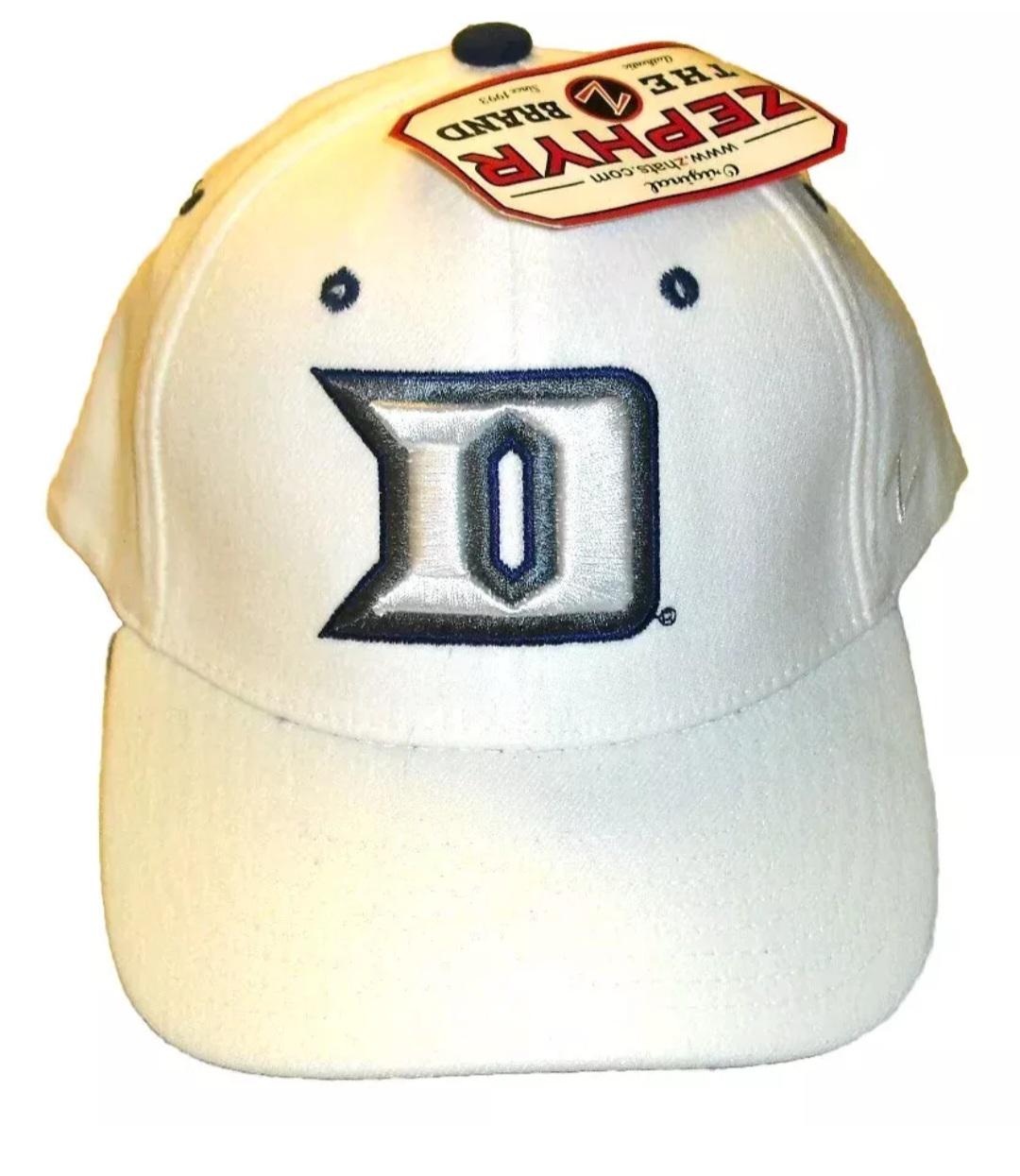 Duke Blue Devils Zephyr White Stretch Fit One Fit hat sz. Medium Large New Ncaa