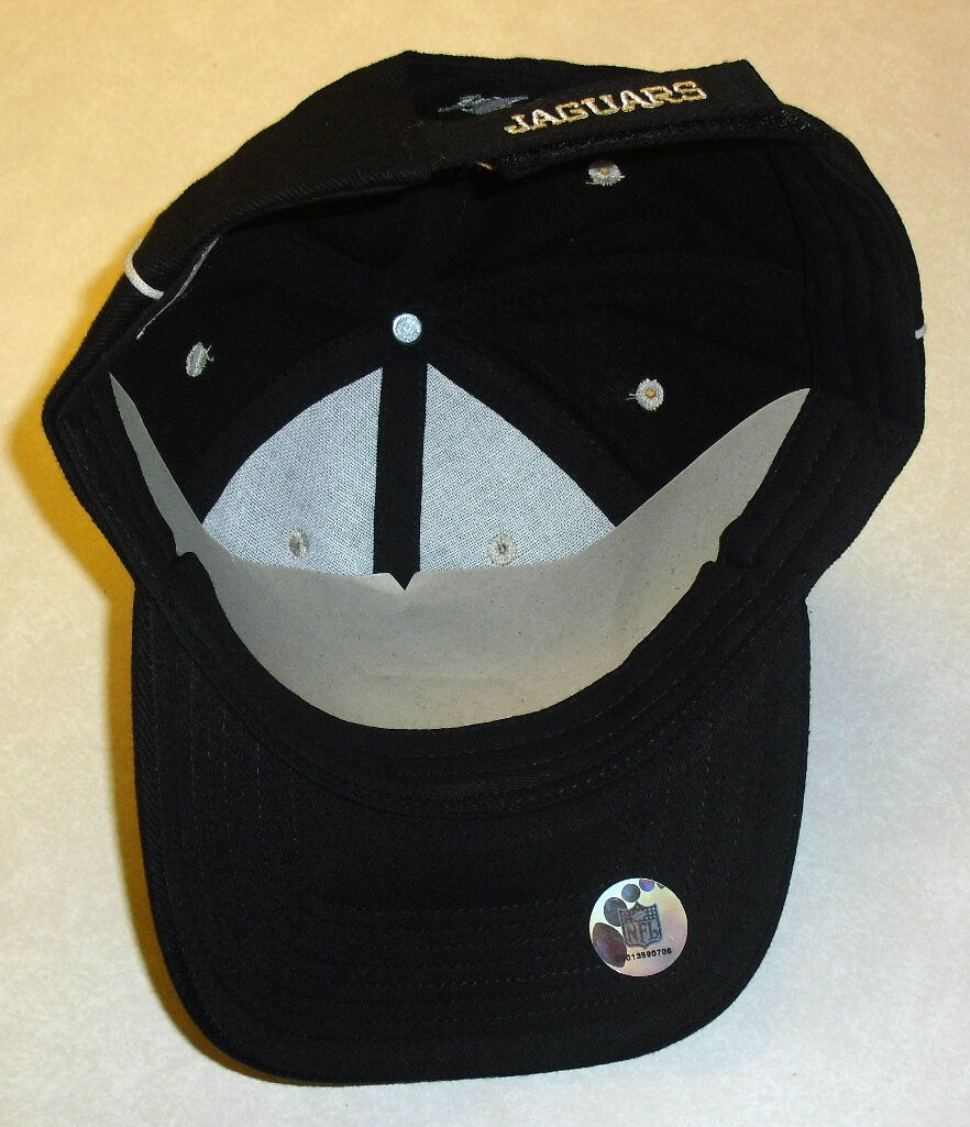 Jacksonville Jaguars Mens Silver Logo Vintage 90s Black Strapback hat cap New