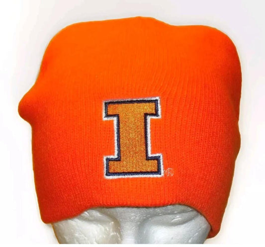 Illinois Illini University Mens Adult Orange Winter Hat Cap Beanie New Ncaa