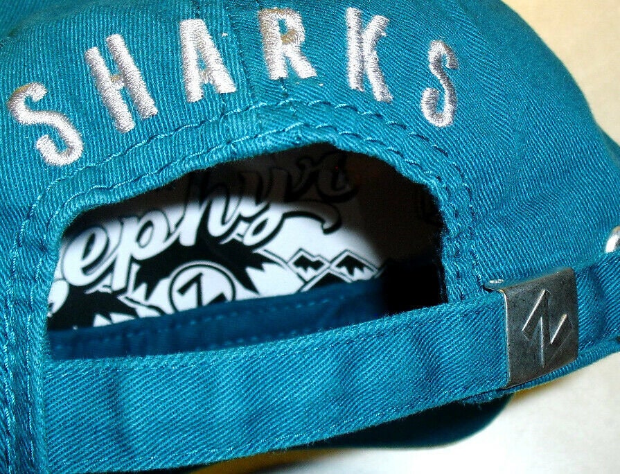 San Jose Sharks Zephyr Adjustable Strapback hat New Nhl Grey Teal Back Logo