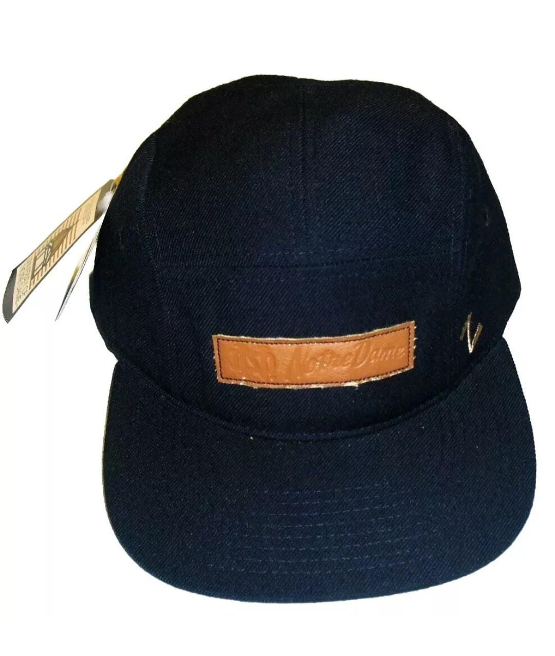 Notre Dame Irish Five 5 Panel Mens Zephyr Adjustable Strapback hat Leather Logo