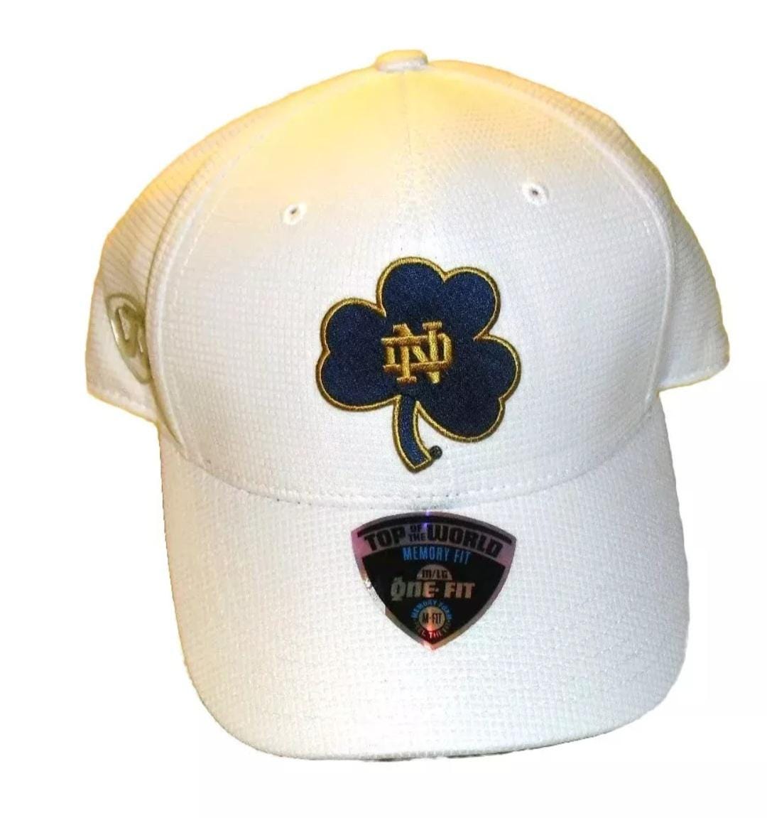 Notre Dame Irish Mens One Fit Stretch fit Memory Fit Top of the World White hat