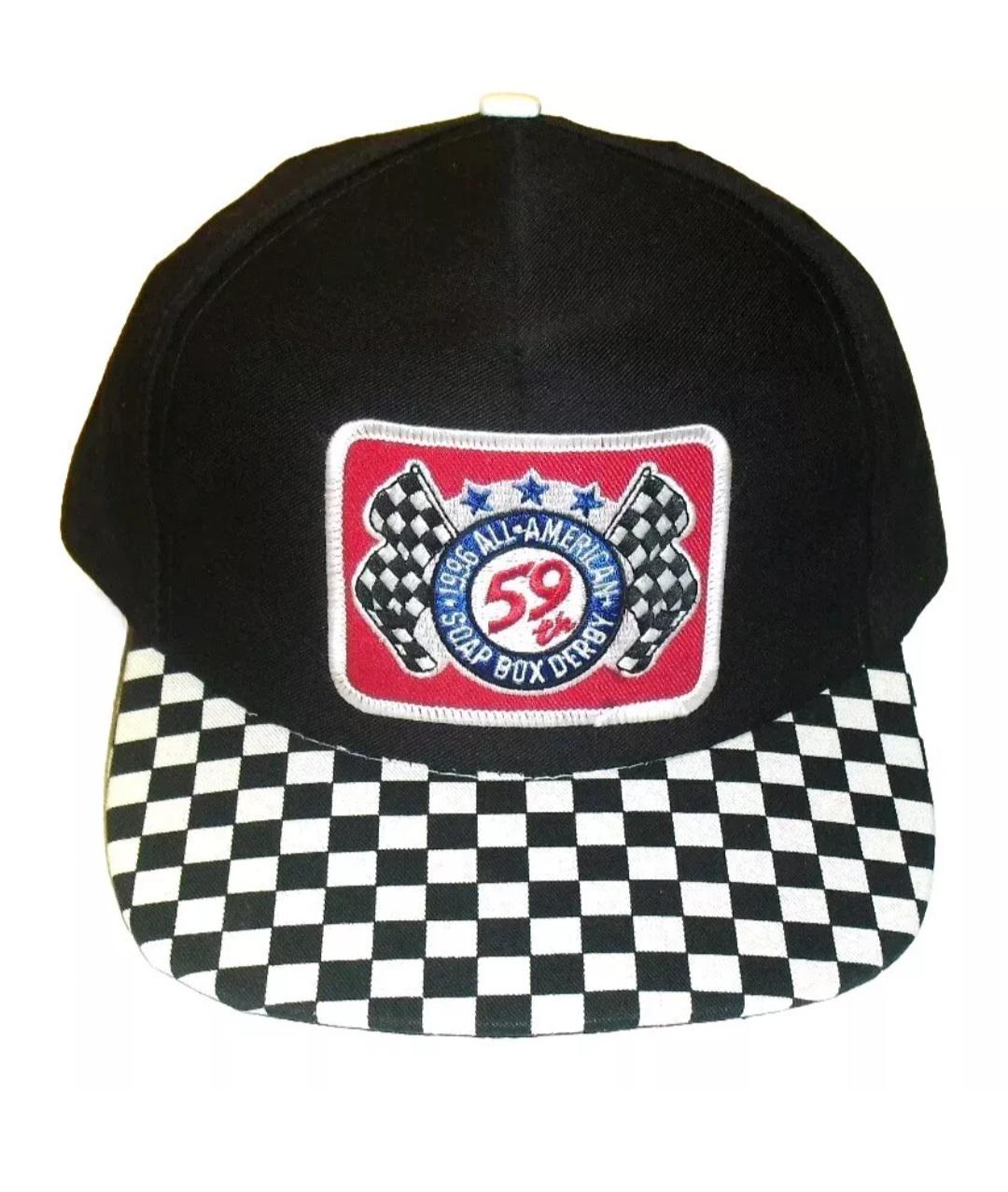 Soap Box Derby Racing 1996 90s Vintage Mens Checkered Bill Snapback hat New