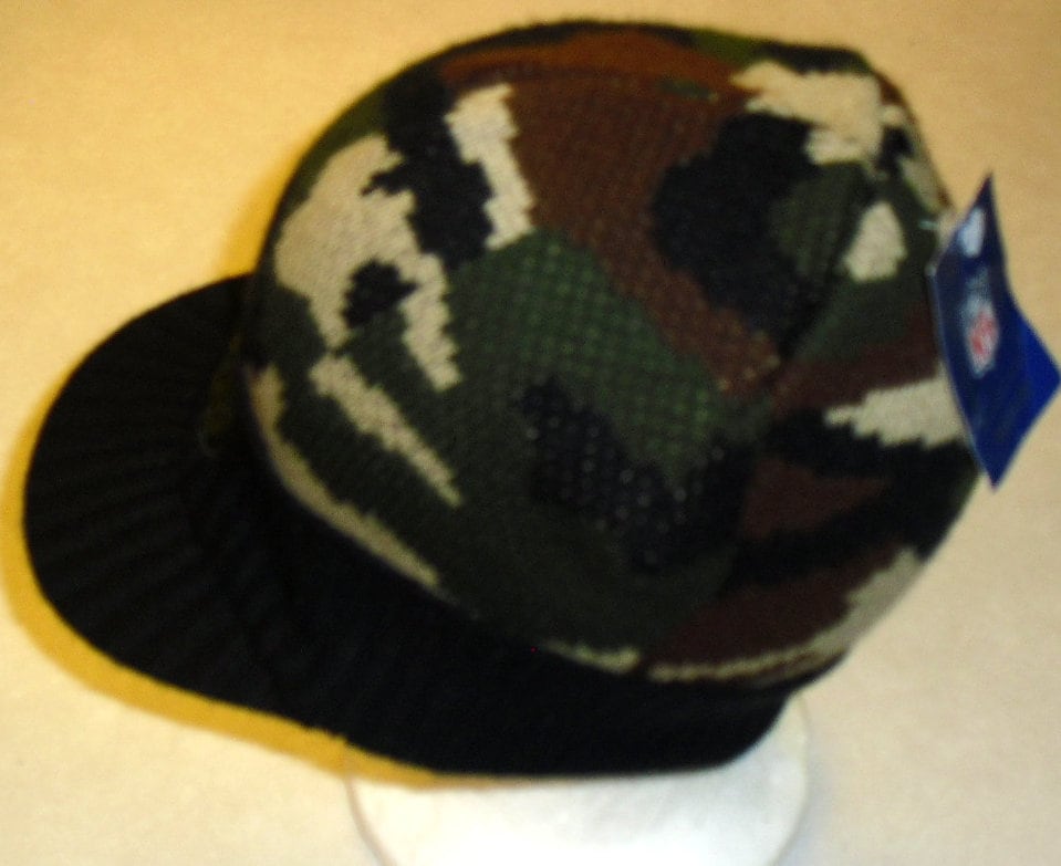 New York Jets Reebok Mens Adult Camo Beanie Winter Hat with Bill New Nfl