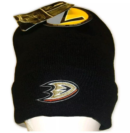 Anaheim Mighty Ducks Zephyr Mens Adult Black Cuffed Beanie Winter Hat New Nhl