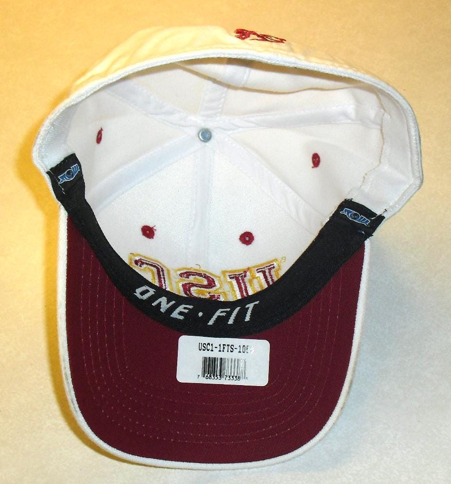 USC Trojans Mens White Stretch Fit Fitted hat sz. 6 5/8- 7 1/8 New Ncaa