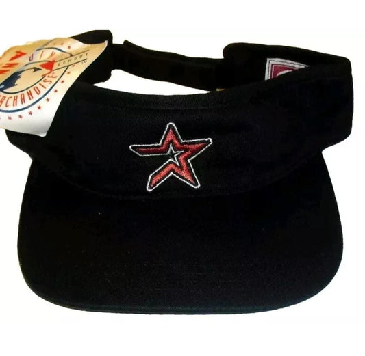 Houston Astros All Black 90s Vintage Star Logo Visor Hat New Tags Mlb