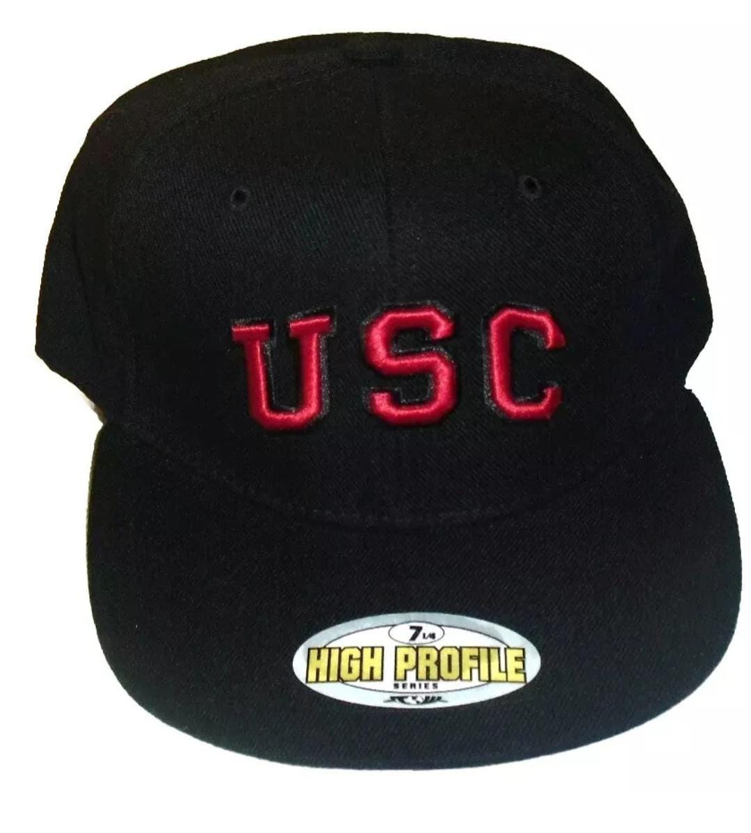 Usc Trojans Mens All Black Fitted hat sz. 7 1/4 New Ncaa