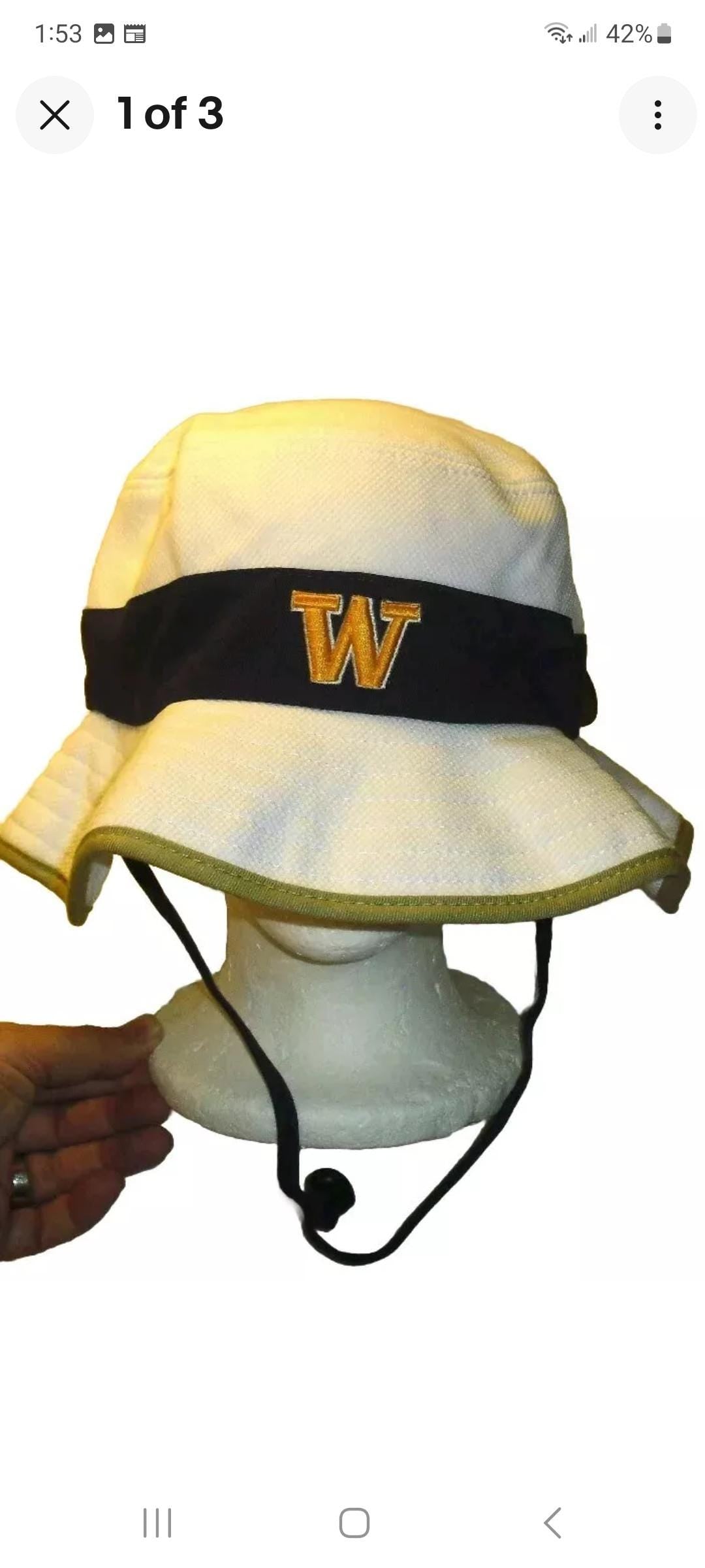 Washington Huskies Mens White Purple Bucket hat sz. Small/Medium New Ncaa