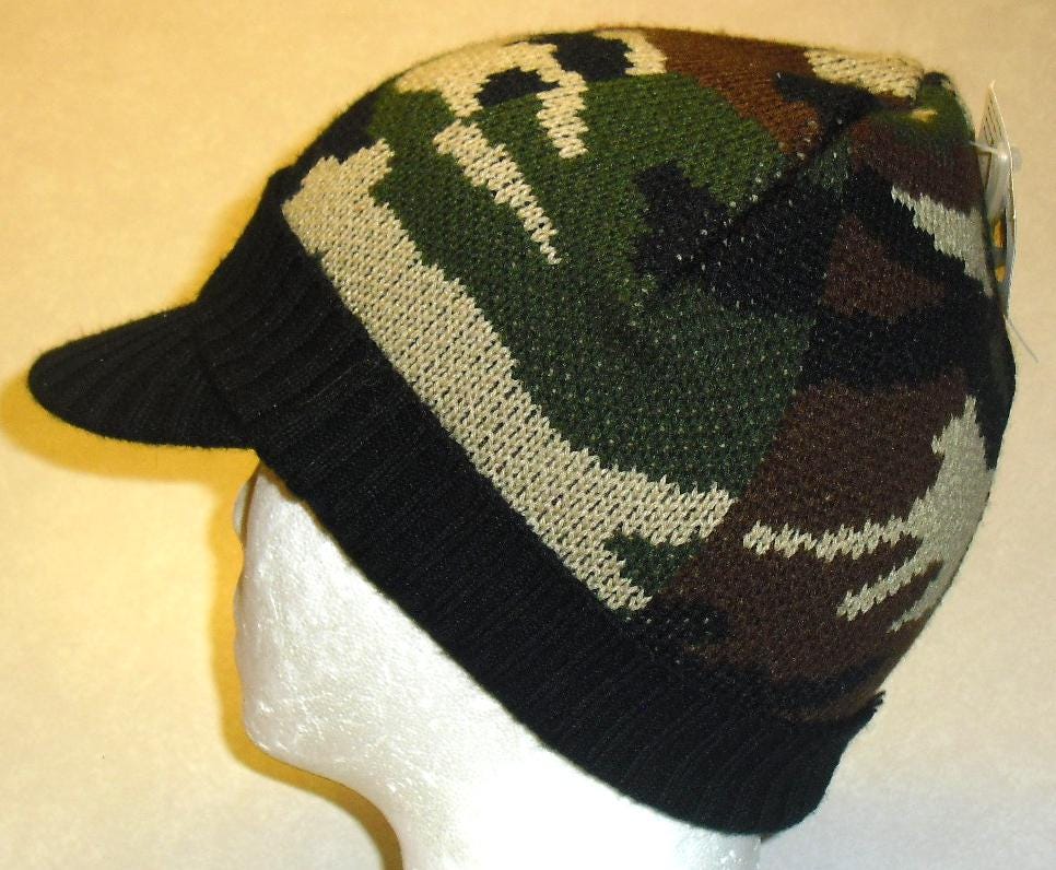 Nfl Shield Logo Reebok Mens Adult Camo Beanie Winter Hat Cap with Bill New Tags