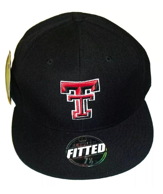 Texas Tech Red Raiders Zephyr Mens Black Fitted hat sz. 7 1/2 New Ncaa