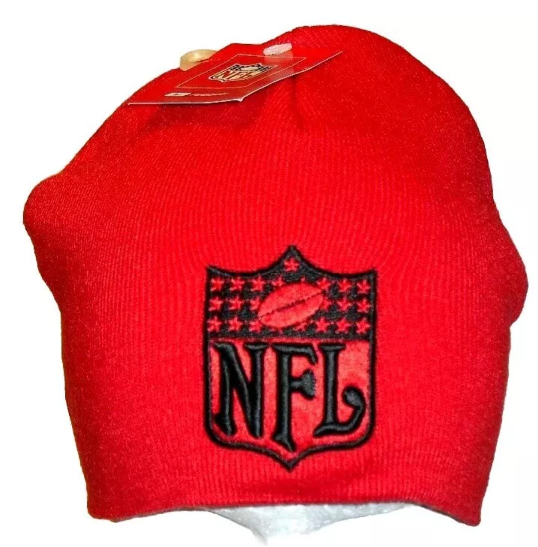 Nfl Shield Logo Mens Adult Reebok Vintage Red Black Beanie Winter Hat New Nfl