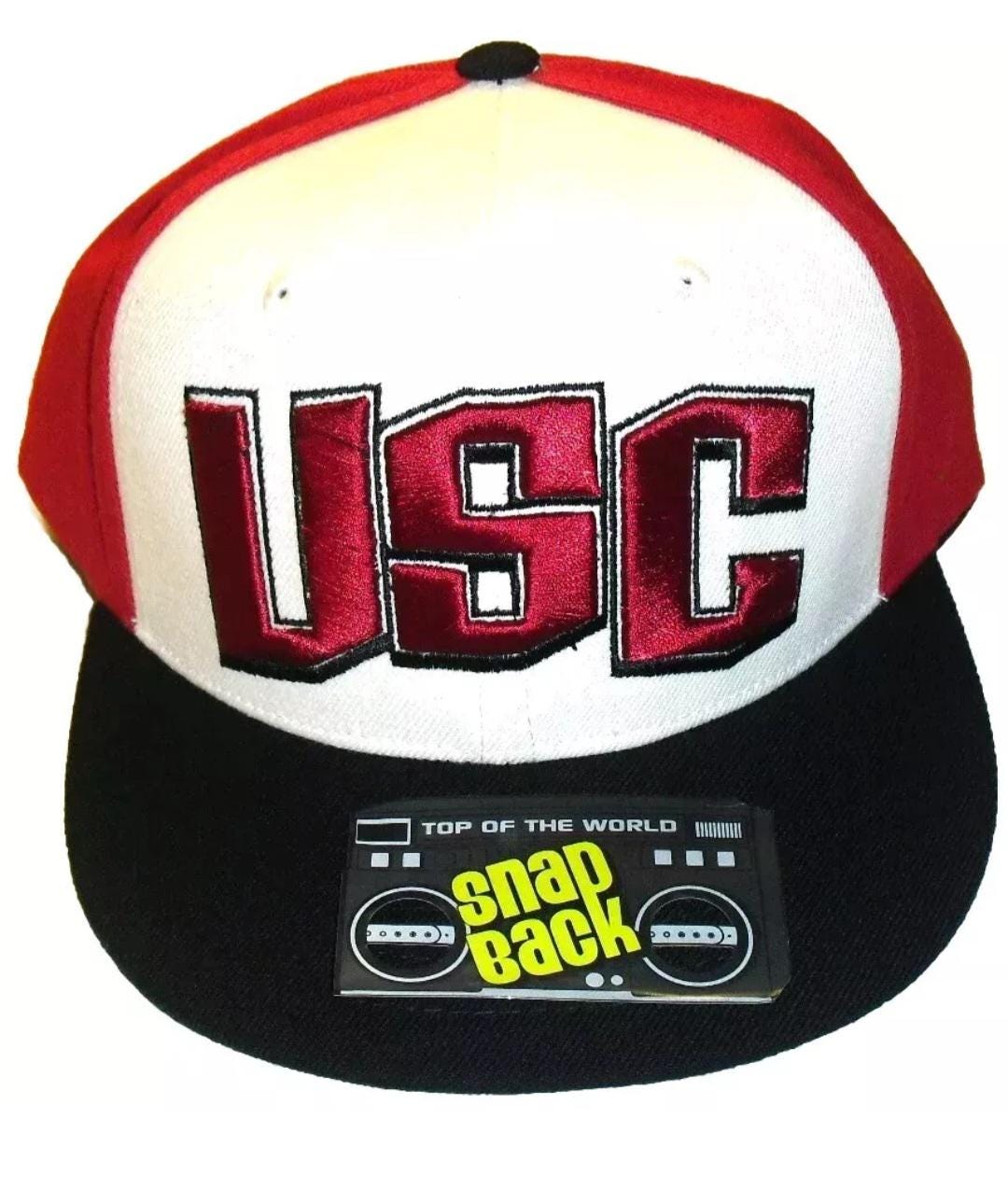 Usc Trojans University Big Text Logo Top of the World Snapback hat New Ncaa