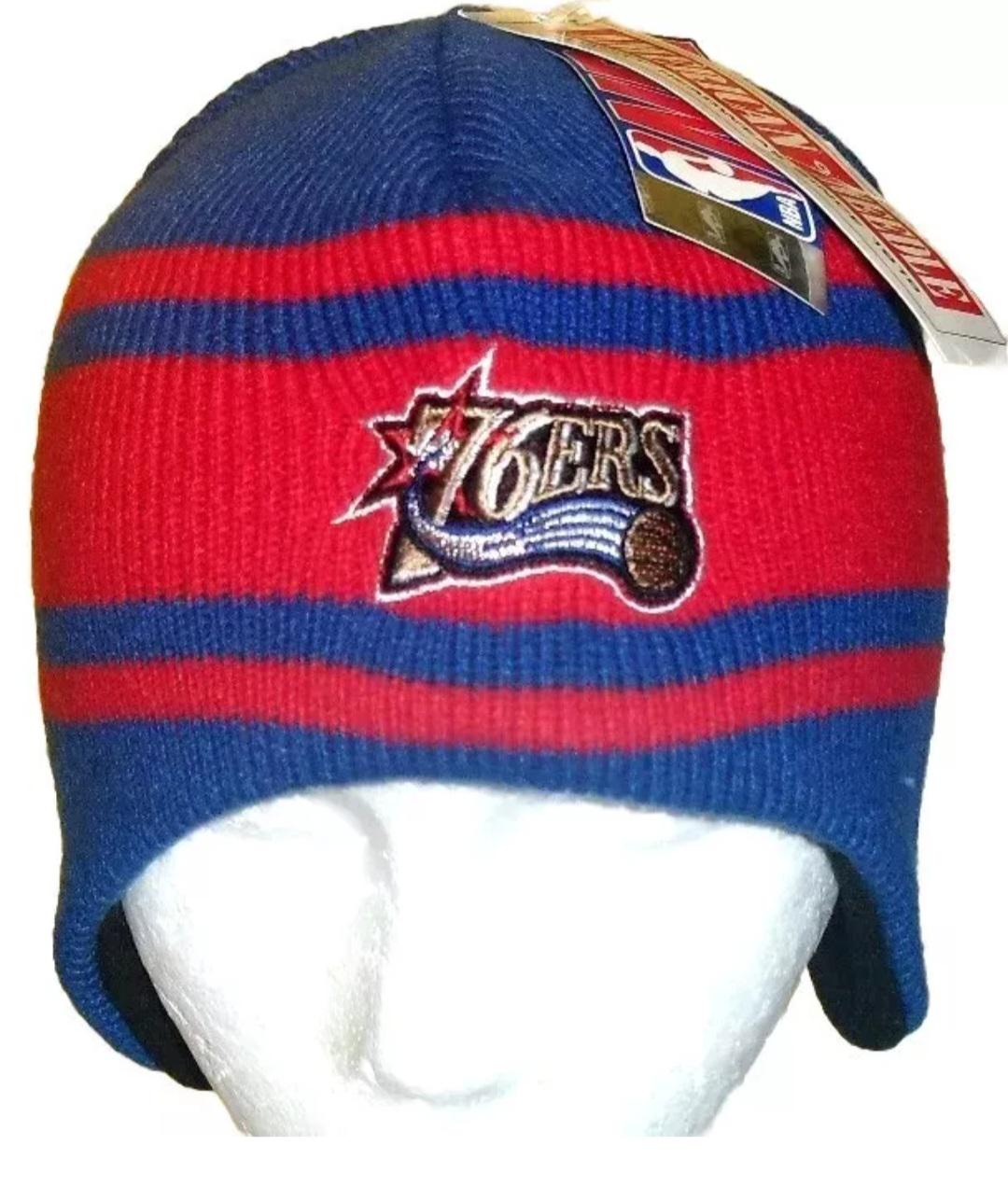 Philadelphia 76ers Mens 90s Vintage Adult Beanie Ear Flap Winter Hat New Nba