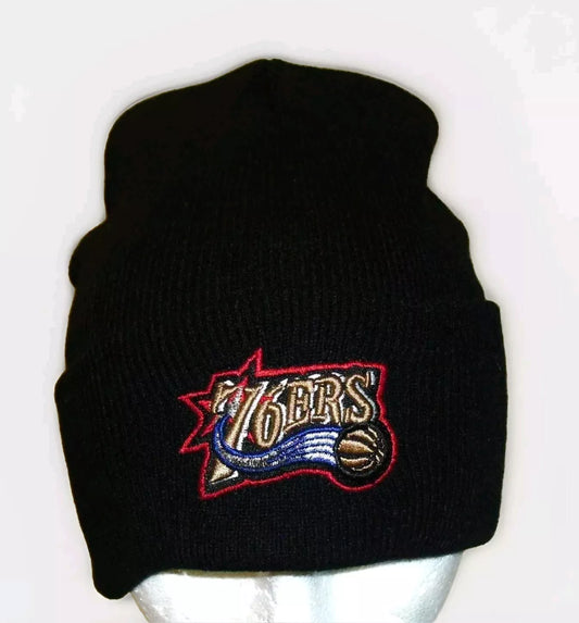 Philadelphia 76ers Mens All Black Adult Cuffed Beanie Winter Hat Cap New Iverson