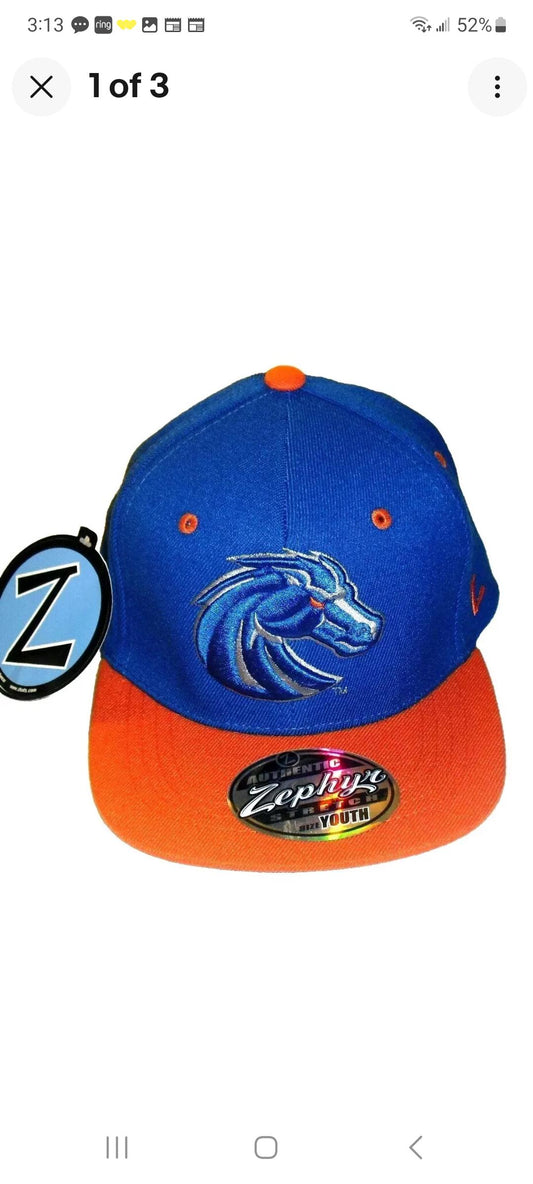 Boise State Bronocs Kids Youth Zephyr Blue Stretch Fit hat New Ncaa