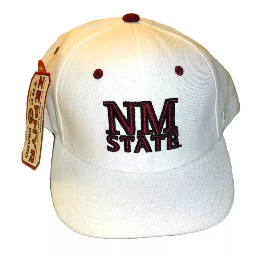 New Mexico State Aggies Zephyr Mens White Fitted hat cap sz. 7 5/8 New Ncaa