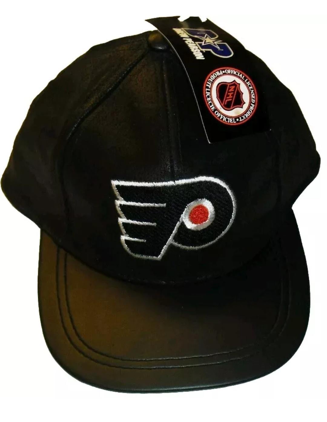 Philadelphia Flyers Vintage 90s All Leather Adjustable Strapback hat Nhl Hockey